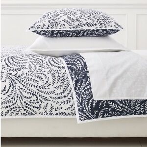 Serena & Lily Priano Navy and White Leaf Duvet Cover